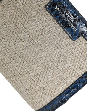 Dolce & Gabbana Beige Raffia Blau Leder Trim Mini Umhängetasche Crossbody Bag