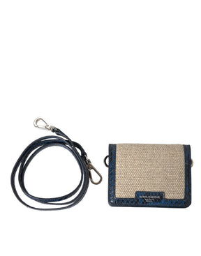Dolce & Gabbana Beige Raffia Blau Leder Trim Mini Umhängetasche Crossbody Bag