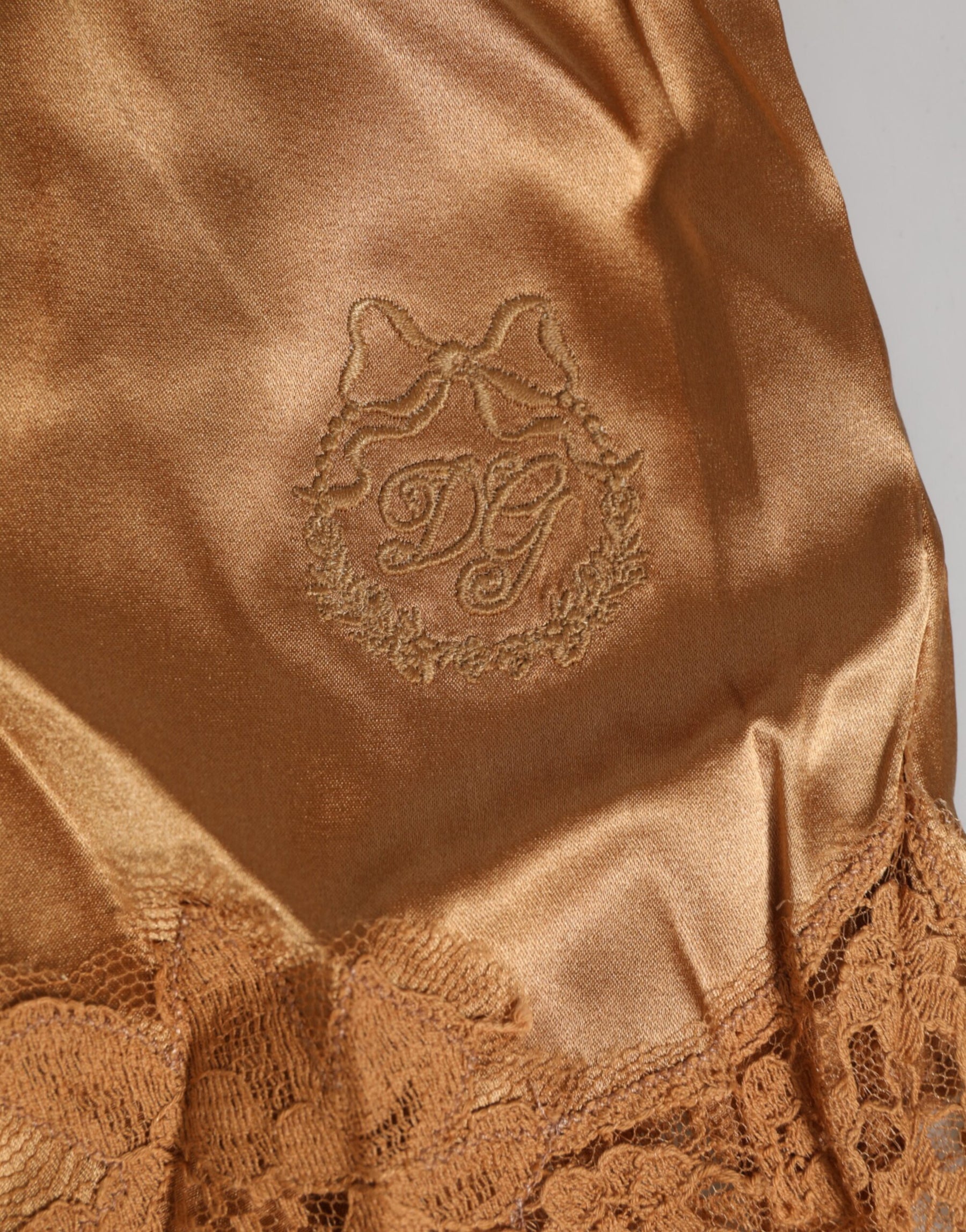 Dolce & Gabbana Braune Seiden Satin Floral Spitze Shorts Unterwäsche