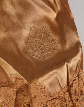 Dolce & Gabbana Braune Seiden Satin Floral Spitze Shorts Unterwäsche