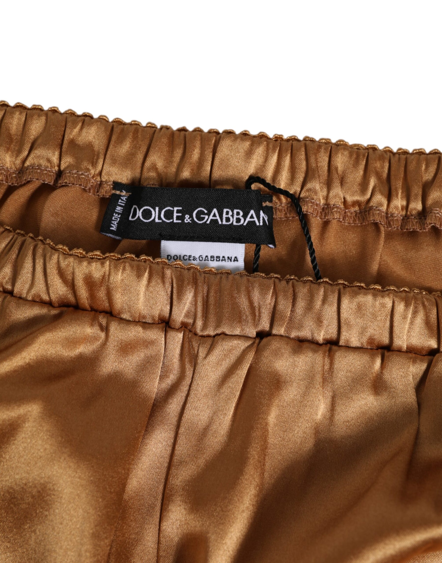 Dolce & Gabbana Braune Seiden Satin Floral Spitze Shorts Unterwäsche