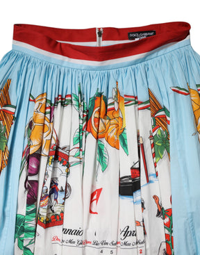 Dolce & Gabbana Weißer Maxirock mit Kalenderdruck aus Baumwolle mit Raffungen