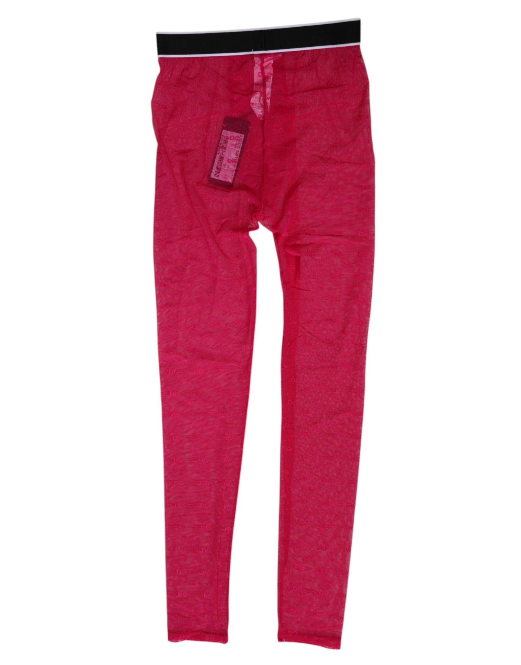 Dolce & Gabbana Fuchsia Nylon Logo Spitze Leggings Hose Unterwäsche