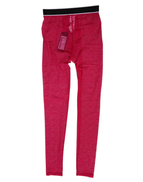 Dolce & Gabbana Fuchsia Nylon Logo Spitze Leggings Hose Unterwäsche