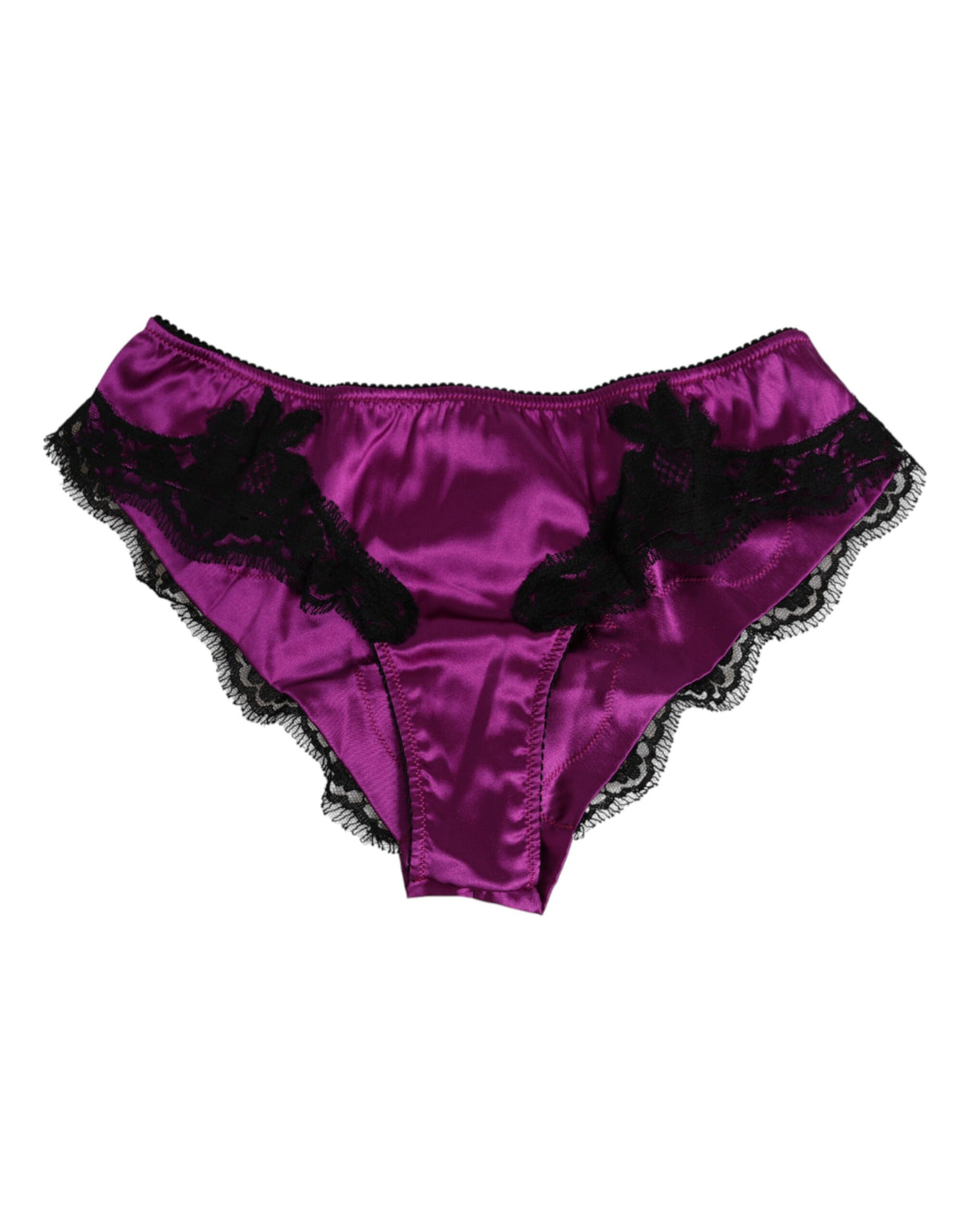 Dolce & Gabbana Lila Seide Satin Floral Spitze Panty Brief Unterwäsche