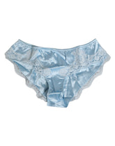 Dolce & Gabbana Himmelblaue Seidensatin Spitze Panty Slip Unterwäsche