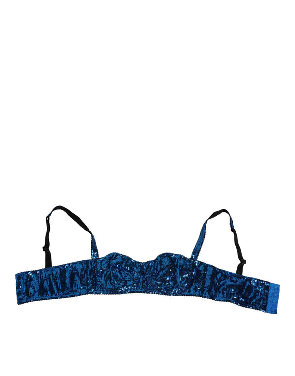Dolce & Gabbana Blauer paillettenbesetzter Balconnet-BH Unterwäsche