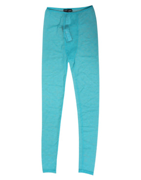 Dolce & Gabbana Hellblaue Nylon Logo Spitze Leggings Hose Unterwäsche