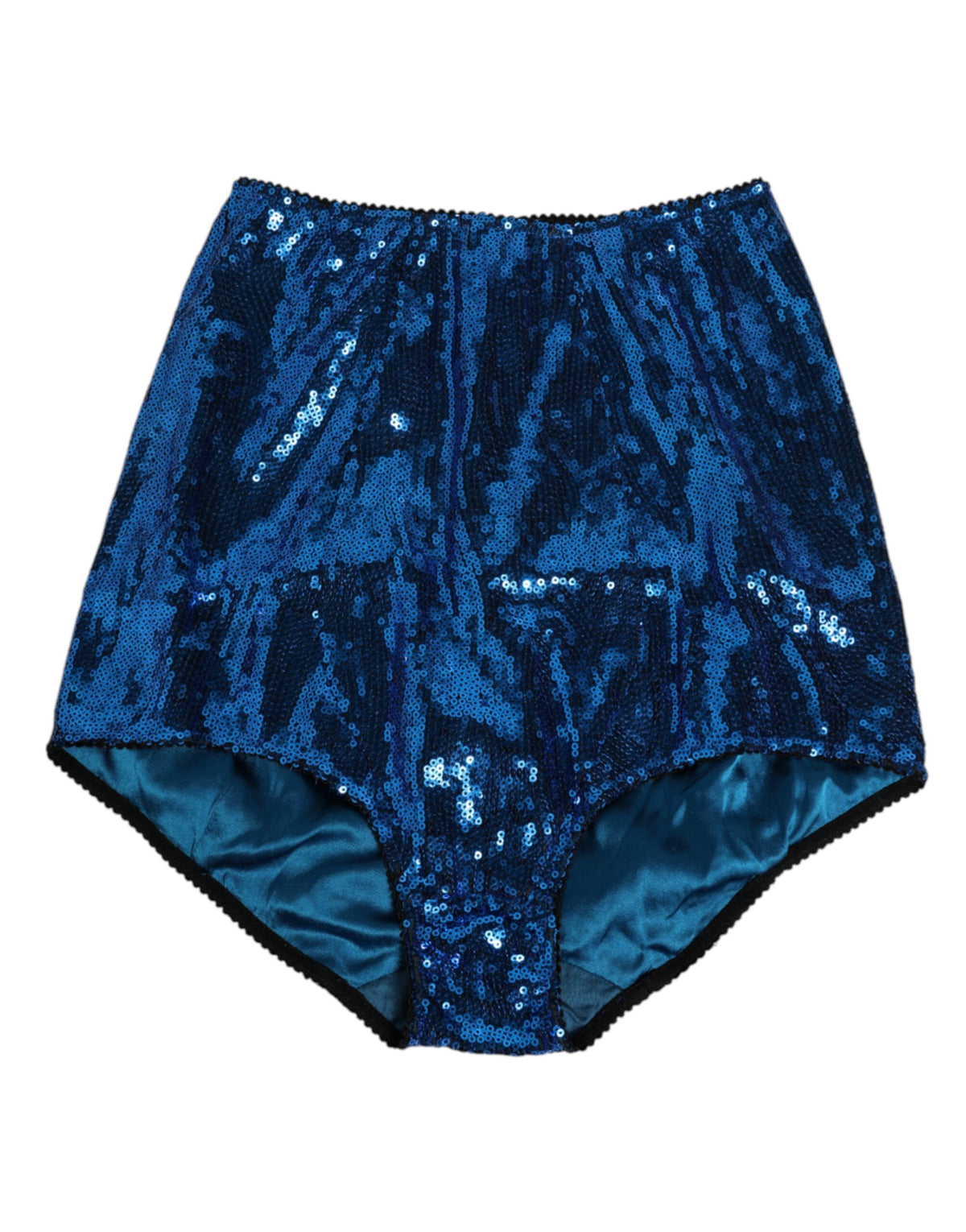Dolce & Gabbana Blaue, paillettenbesetzte Miederunterwäsche mit hoher Taille