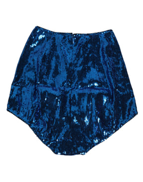 Dolce & Gabbana Blaue, paillettenbesetzte Miederunterwäsche mit hoher Taille