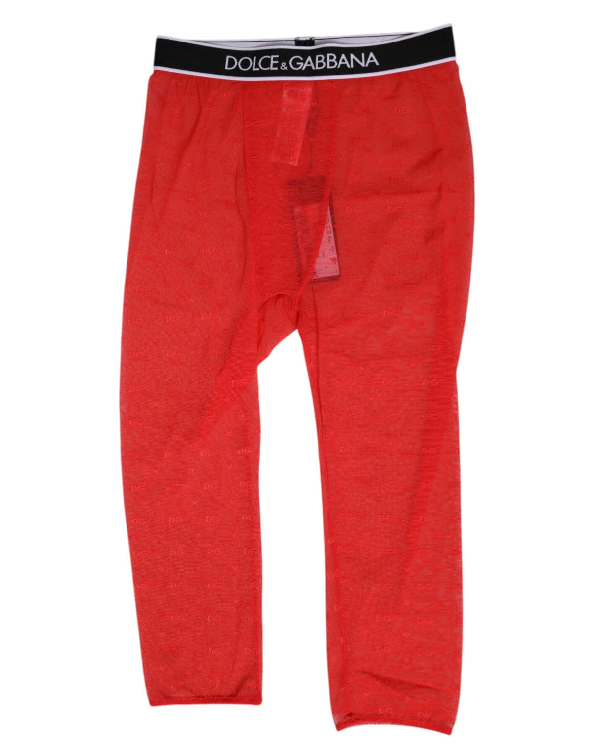 Dolce & Gabbana Rote Logo-Spitze Enge Midi-Hose Unterwäsche
