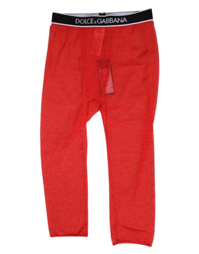 Dolce & Gabbana Rote Logo-Spitze Enge Midi-Hose Unterwäsche