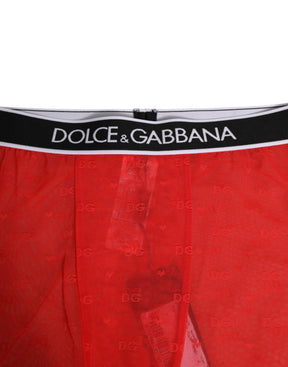 Dolce & Gabbana Rote Logo-Spitze Enge Midi-Hose Unterwäsche