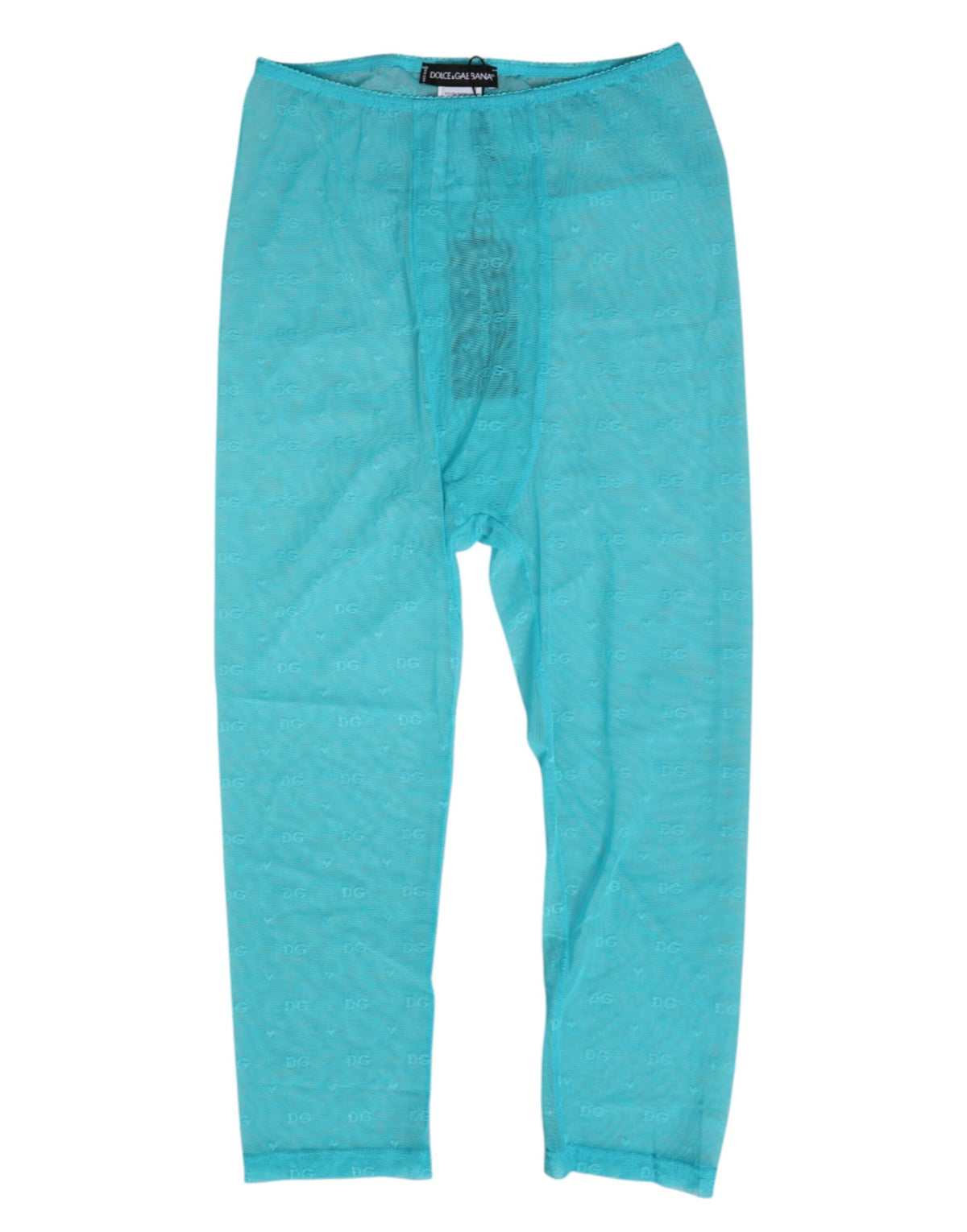Dolce & Gabbana Hellblaue Logo-Spitze Enge Midi-Hose Unterwäsche