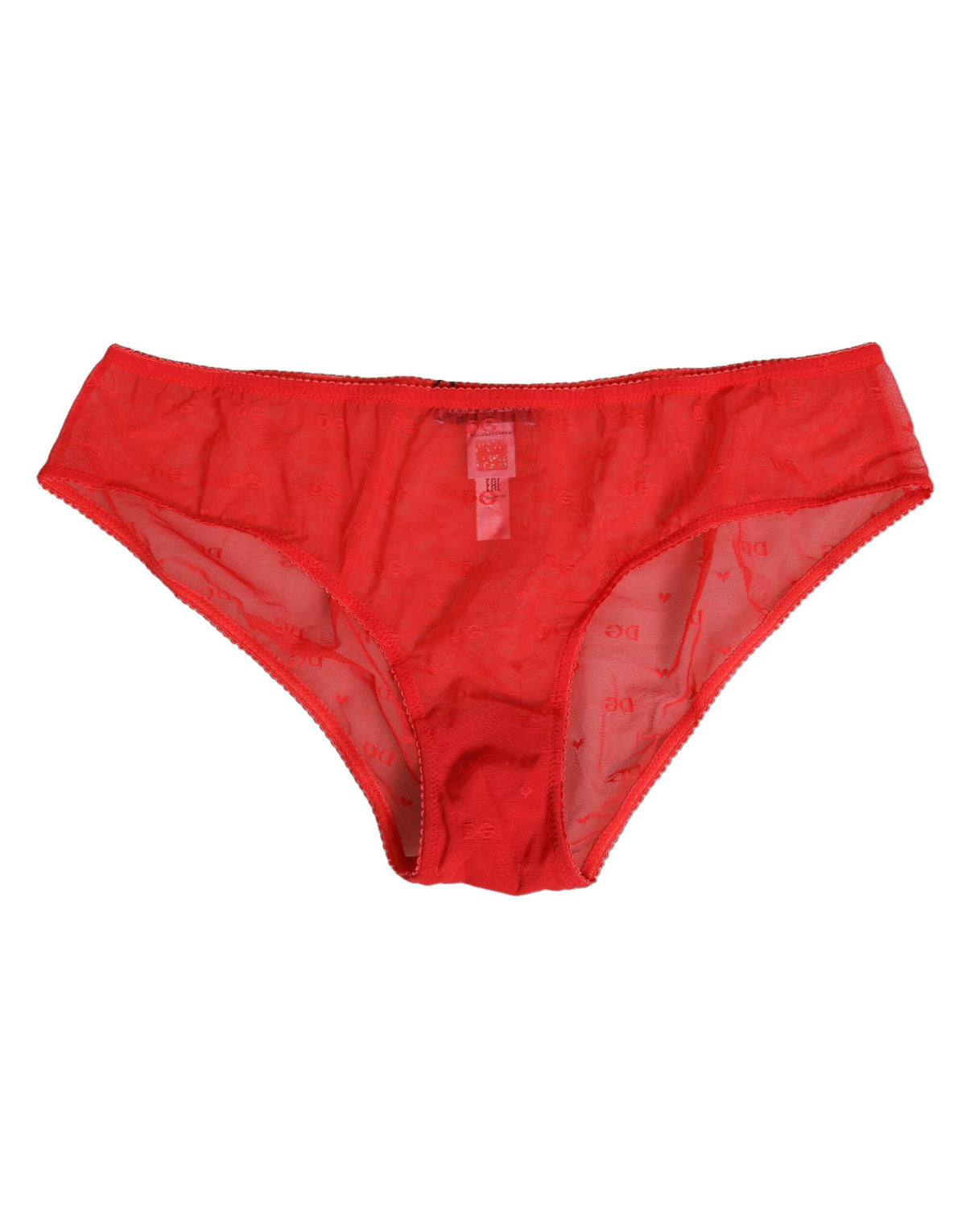 Dolce & Gabbana Rotes Nylon durchsichtiges Mesh Spitze Slip Unterwäsche