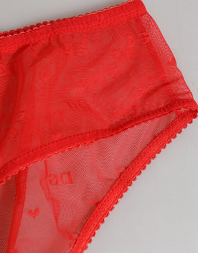 Dolce & Gabbana Rotes Nylon durchsichtiges Mesh Spitze Slip Unterwäsche