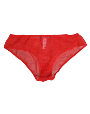 Dolce & Gabbana Rotes Nylon durchsichtiges Mesh Spitze Slip Unterwäsche