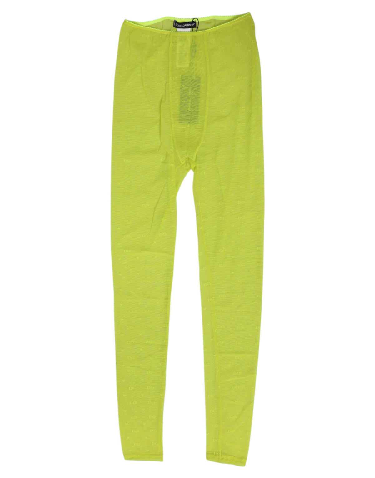 Dolce & Gabbana Neon Grün Nylon Logo Spitze Leggings Hosen Unterwäsche