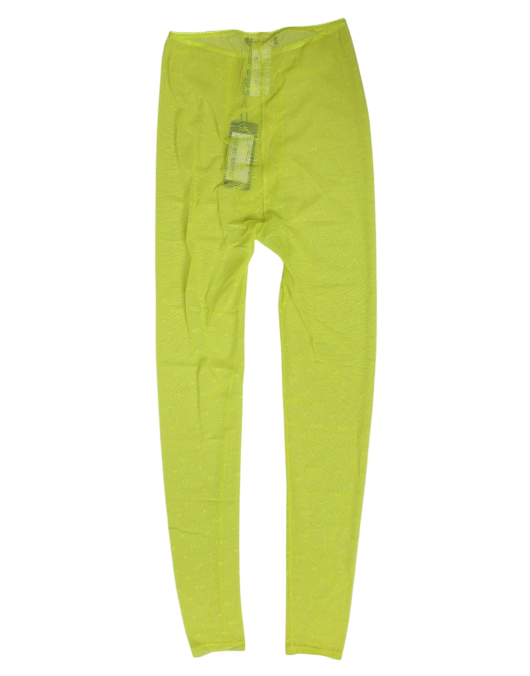 Dolce & Gabbana Neon Grün Nylon Logo Spitze Leggings Hosen Unterwäsche