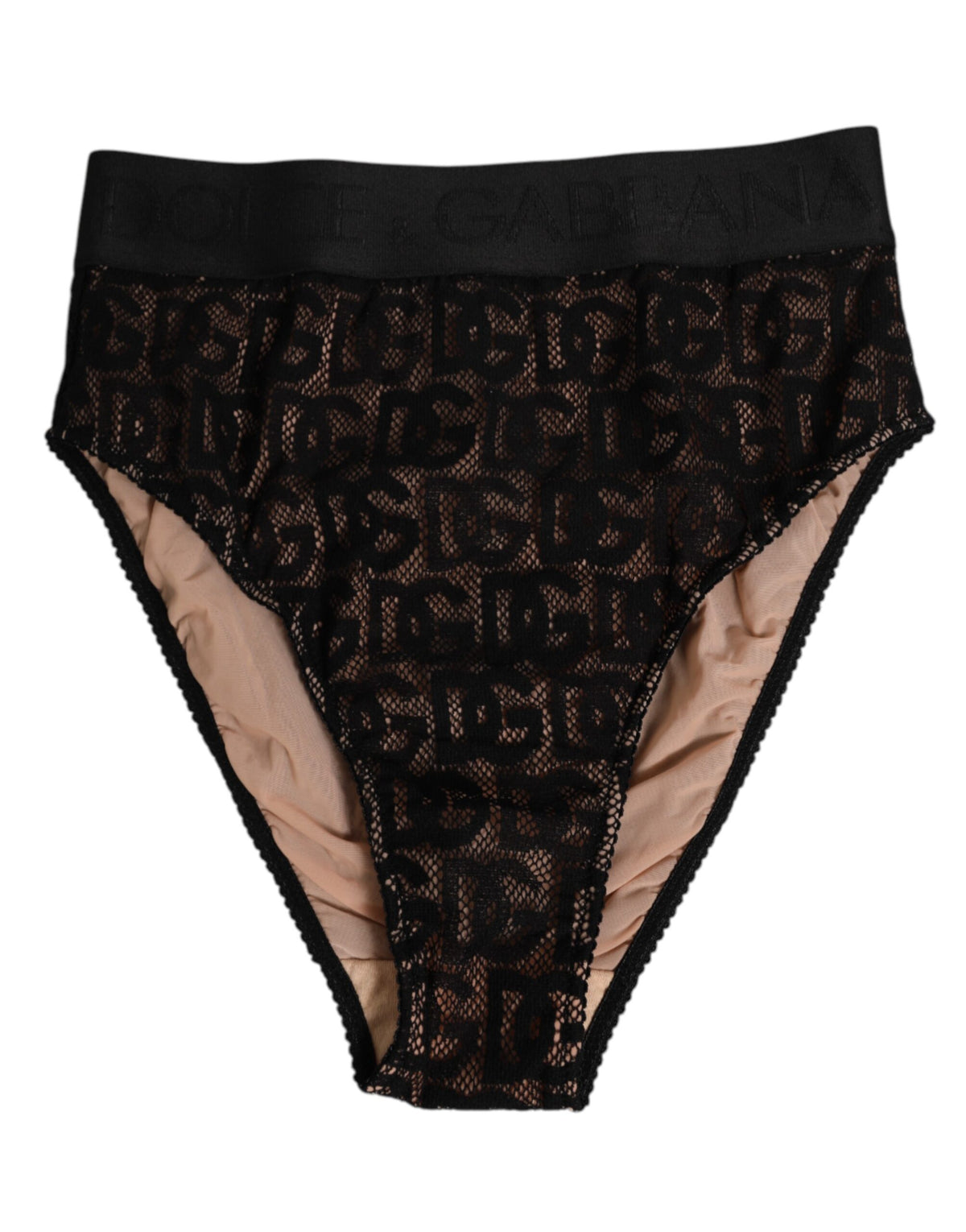 Dolce & Gabbana Schwarzer DG Logo Lace High Brief Slip Unterwäsche