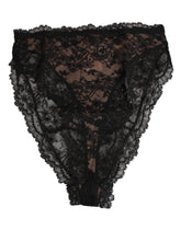 Dolce & Gabbana Schwarze florale Spitze Mesh High Brief Slip Unterwäsche
