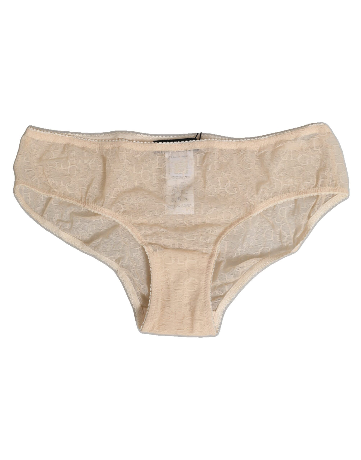 Dolce & Gabbana Beige DG Logo Lace Mid Waist Panty Unterwäsche