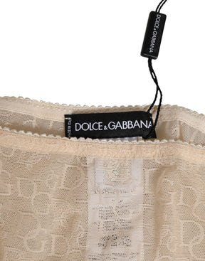 Dolce & Gabbana Beige DG Logo Lace Mid Waist Panty Unterwäsche