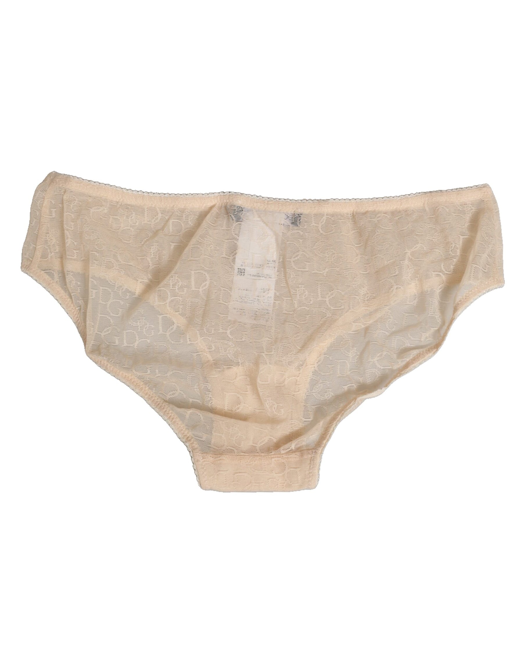 Dolce & Gabbana Beige DG Logo Lace Mid Waist Panty Unterwäsche