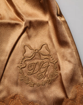 Dolce & Gabbana Brown Floral Lace Tank Lingerie Nachtwäsche Unterwäsche
