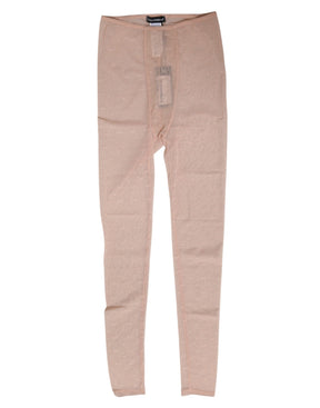 Dolce & Gabbana Beige Nylon Logo Spitze Leggings Hose Unterwäsche