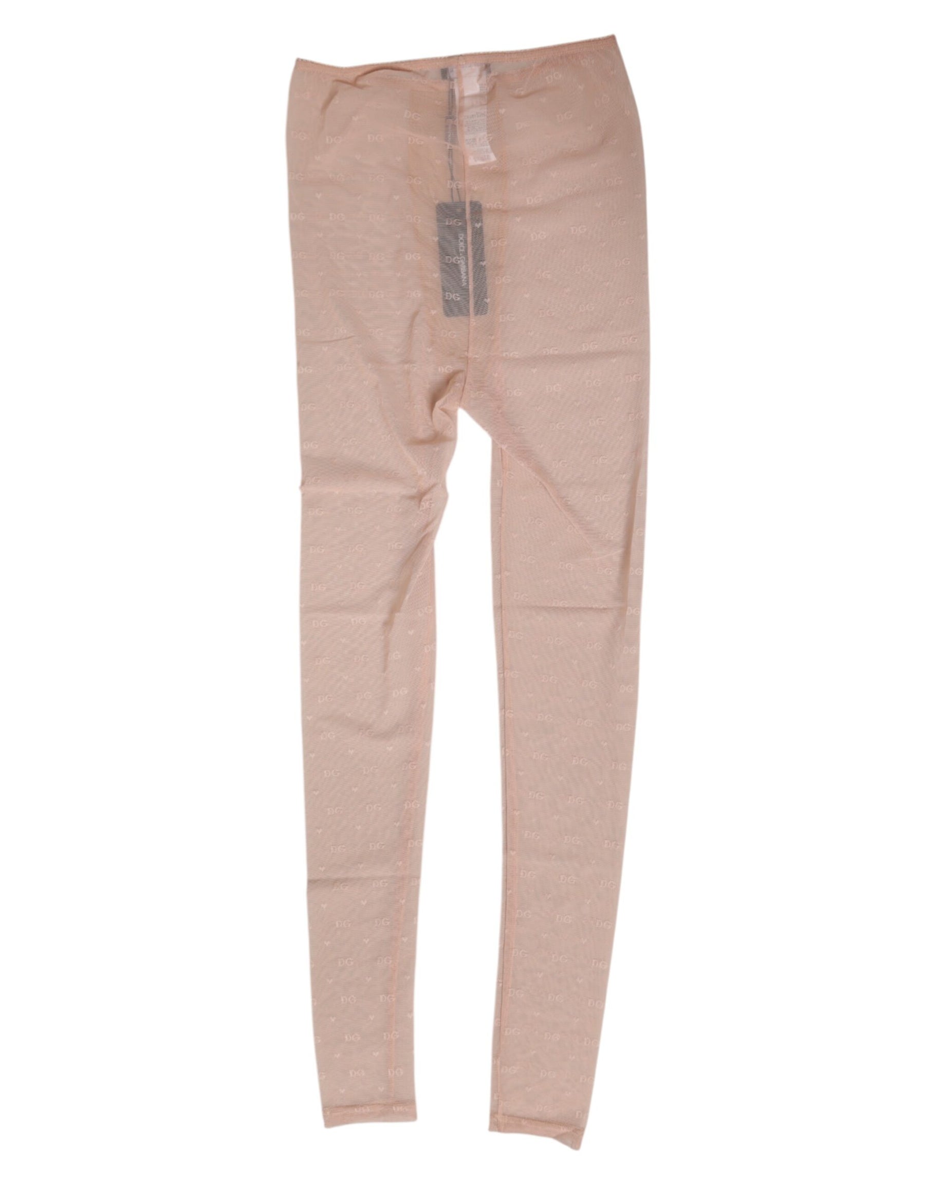 Dolce & Gabbana Beige Nylon Logo Spitze Leggings Hose Unterwäsche