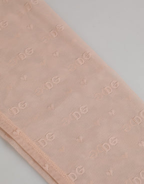 Dolce & Gabbana Beige Nylon Logo Spitze Leggings Hose Unterwäsche