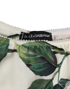 Dolce & Gabbana Weißer Seidensatin mit floraler Spitzenverzierung Slip Unterwäsche