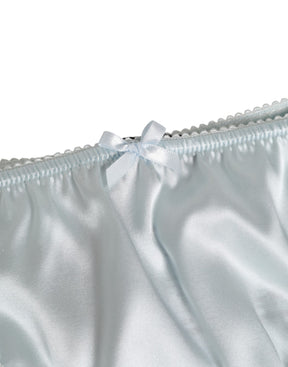 Dolce & Gabbana Graue Seide Satin Floral Spitze Panty Slip Unterwäsche