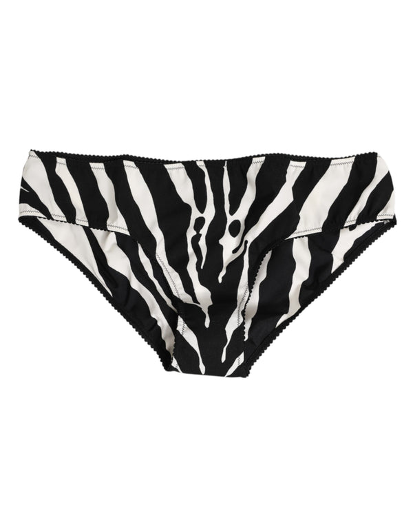 Dolce & Gabbana Schwarzer weißer Zebradruck Slip Unterwäsche