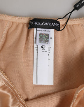 Dolce & Gabbana Nude Beige Seidensatin Stretch-Schleifenslip Unterwäsche