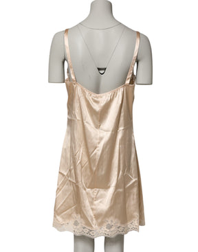 Dolce & Gabbana Nude Chemise Lingerie Seidenmischung Spitzenbesatz Kleid