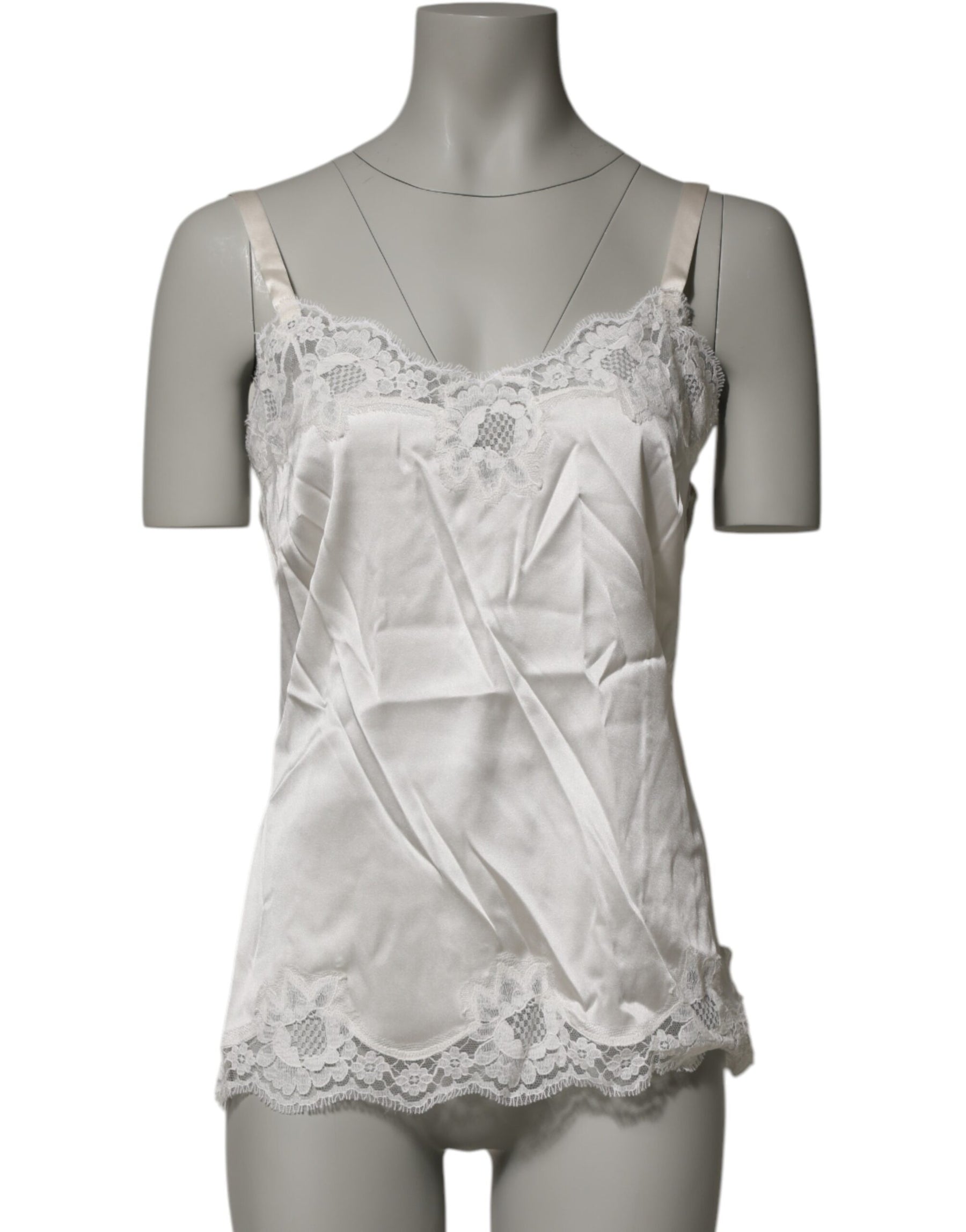 Dolce & Gabbana Off White Floral Lace Tank Lingerie Top Unterwäsche