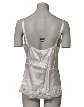 Dolce & Gabbana Off White Floral Lace Tank Lingerie Top Unterwäsche