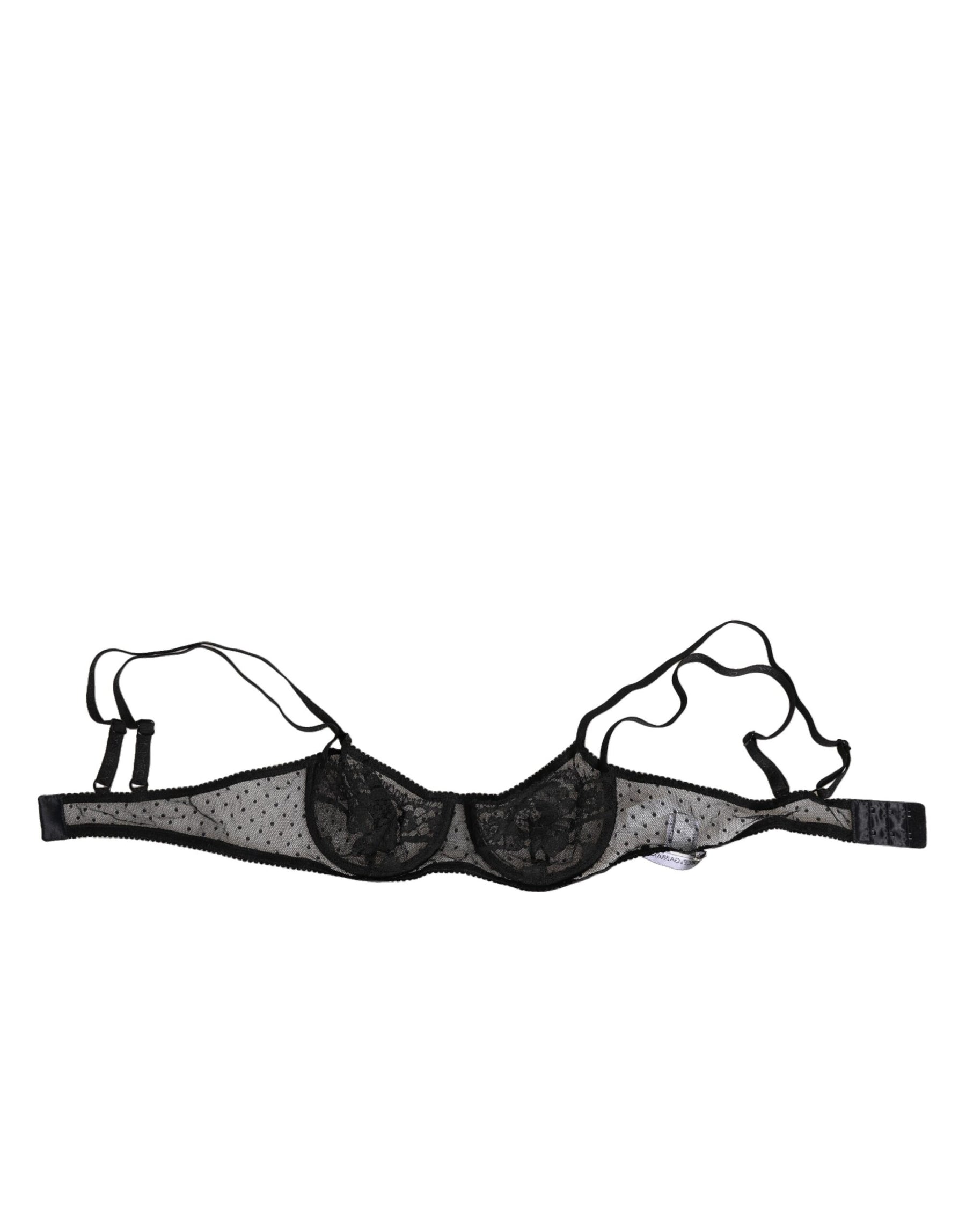 Dolce & Gabbana Schwarzer geblümter Bügel-Balconette-BH Unterwäsche