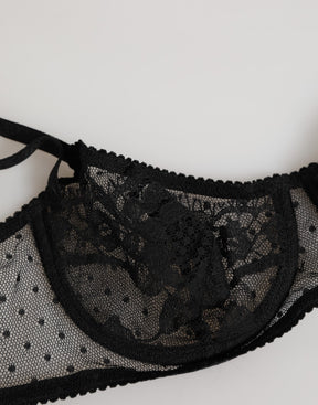 Dolce & Gabbana Schwarzer geblümter Bügel-Balconette-BH Unterwäsche