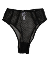 Dolce & Gabbana Schwarze Spitze Polka Dot Mesh High Waist Unterwäsche