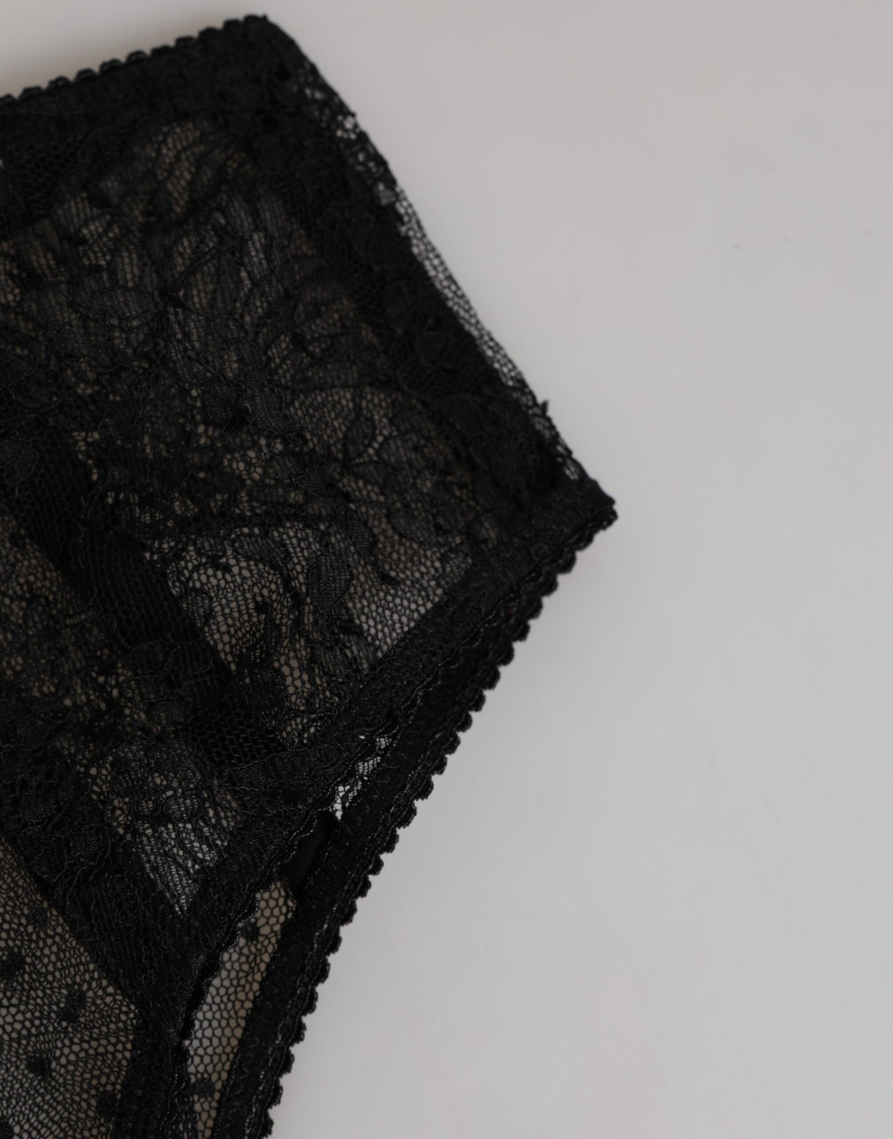 Dolce & Gabbana Schwarze Spitze Polka Dot Mesh High Waist Unterwäsche