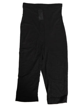 Dolce & Gabbana Schwarze High Waist Tight Midi Hose Unterwäsche