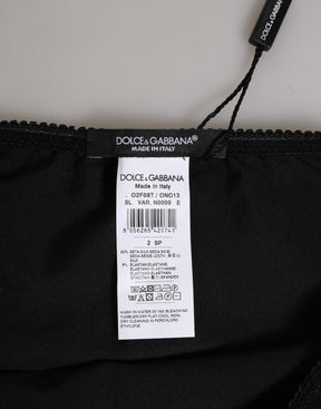 Dolce & Gabbana Schwarze Seiden-Stretch-Höschen mit hoher Taille Unterwäsche