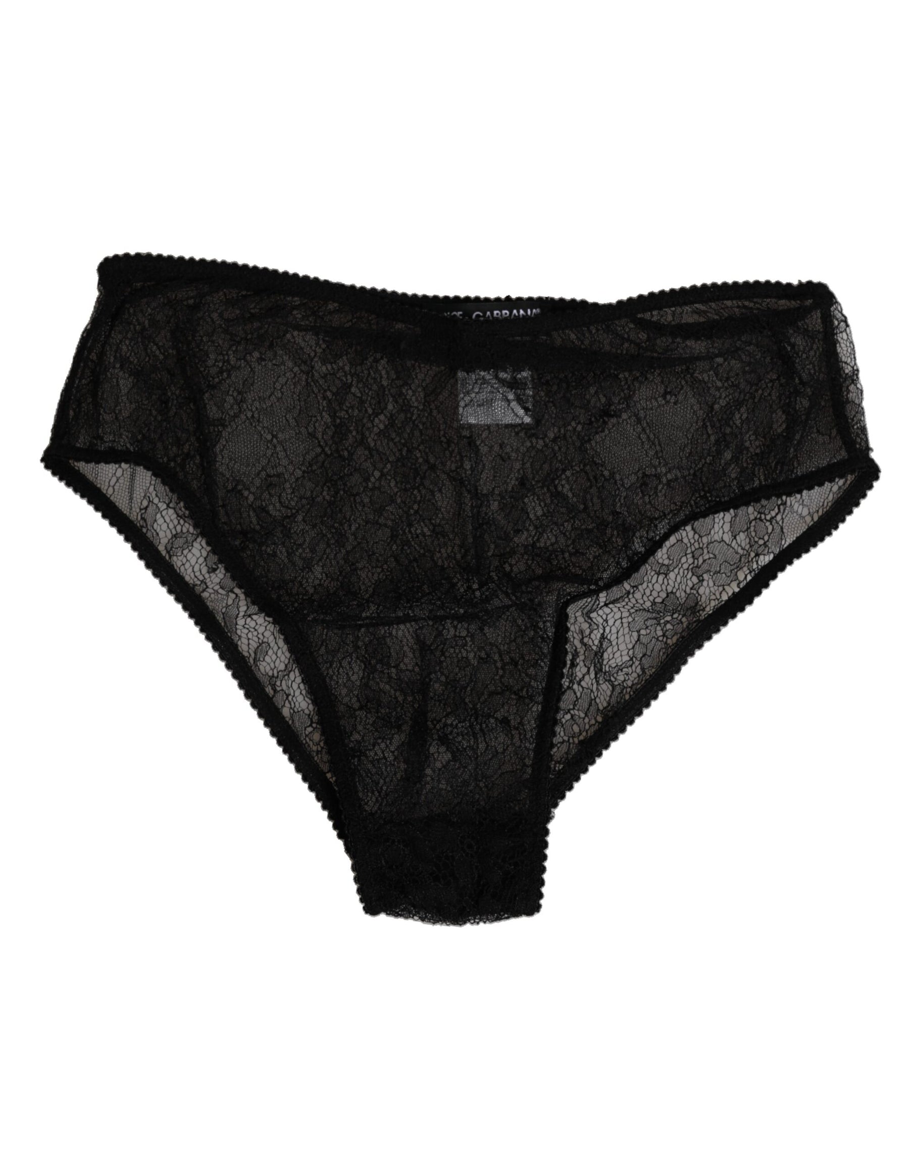 Dolce & Gabbana Schwarze Nylon Stretch Panty mit hoher Taille Unterwäsche