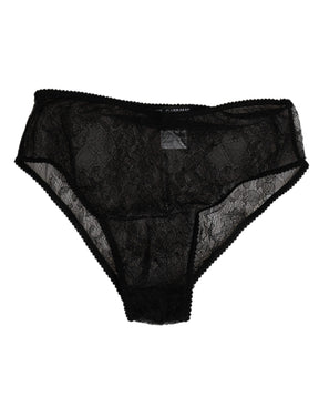Dolce & Gabbana Schwarze Nylon Stretch Panty mit hoher Taille Unterwäsche