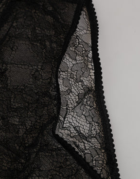 Dolce & Gabbana Schwarze Nylon Stretch Panty mit hoher Taille Unterwäsche