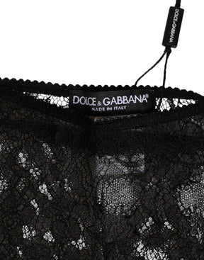 Dolce & Gabbana Schwarze Nylon Stretch Panty mit hoher Taille Unterwäsche