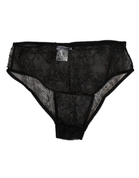 Dolce & Gabbana Schwarze Nylon Stretch Panty mit hoher Taille Unterwäsche
